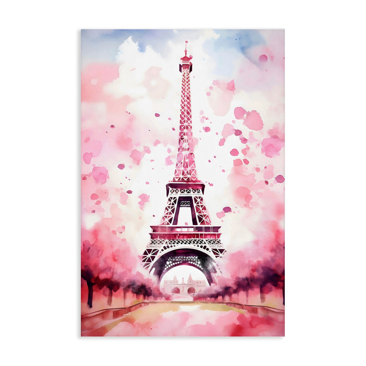 Stupell Industries Blush Watercolor Eiffel Tower Canvas, design by Creative Studio